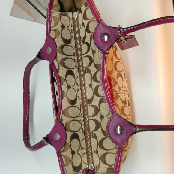 Coach Bleecker Signature Tote Tan & Purple - Picture 5 of 11